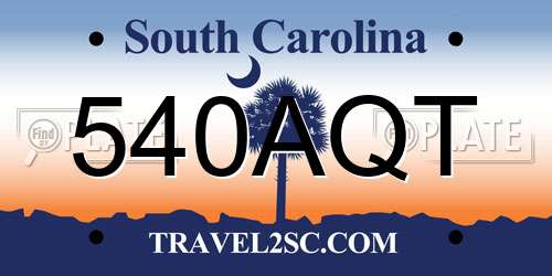 540AQT South Carolina License Plate