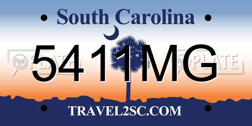 5411MG South Carolina License Plate