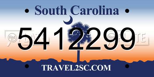 5412299 South Carolina License Plate
