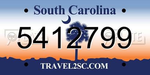 5412799 South Carolina License Plate