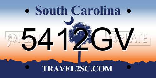 5412GV South Carolina License Plate