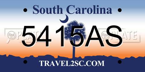 5415AS South Carolina License Plate