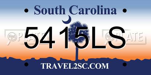5415LS South Carolina License Plate