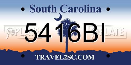 5416BI South Carolina License Plate
