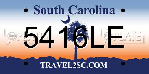 5416LE South Carolina License Plate