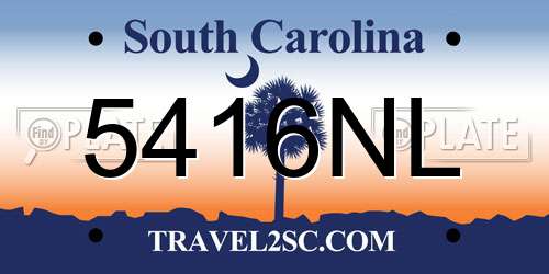 5416NL South Carolina License Plate