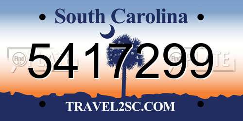 5417299 South Carolina License Plate