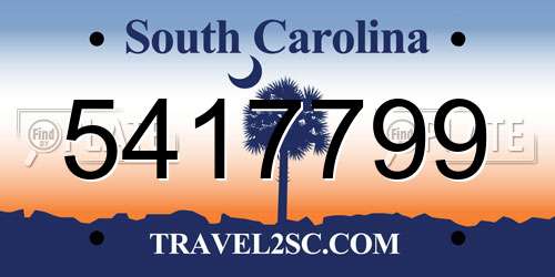 5417799 South Carolina License Plate