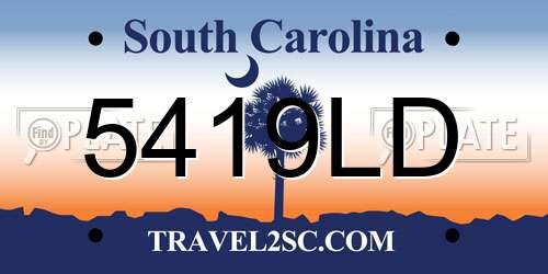 5419LD South Carolina License Plate