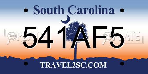 541AF5 South Carolina License Plate