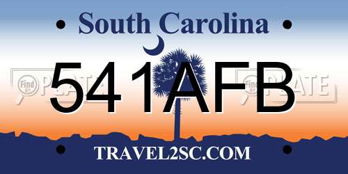 541AFB South Carolina License Plate