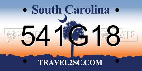 541G18 South Carolina License Plate