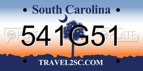 541G51 South Carolina License Plate