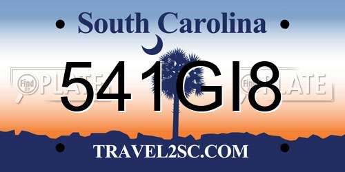 541GI8 South Carolina License Plate