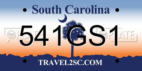 541GS1 South Carolina License Plate
