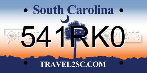 541RK0 South Carolina License Plate