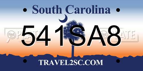 541SA8 South Carolina License Plate