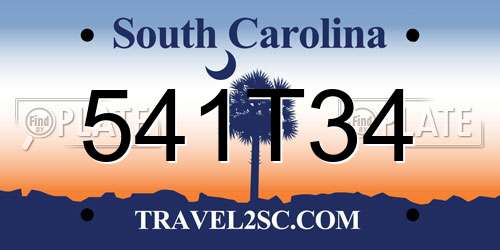 541T34 South Carolina License Plate