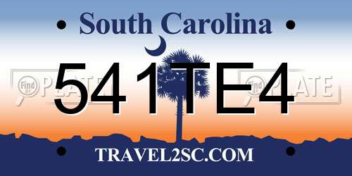 541TE4 South Carolina License Plate