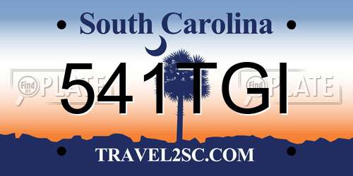541TGI South Carolina License Plate