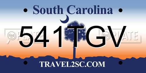 541TGV South Carolina License Plate