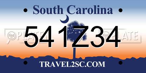 541Z34 South Carolina License Plate