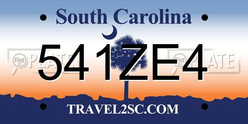 541ZE4 South Carolina License Plate