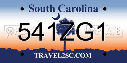 541ZG1 South Carolina License Plate