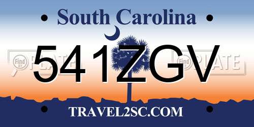 541ZGV South Carolina License Plate