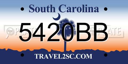 5420BB South Carolina License Plate