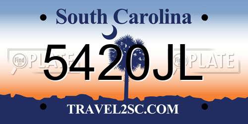 5420JL South Carolina License Plate