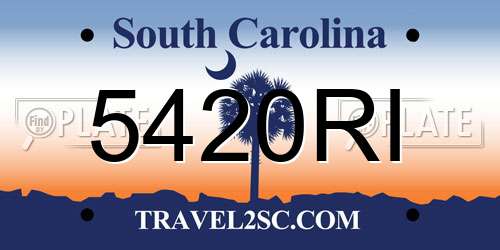 5420RI South Carolina License Plate