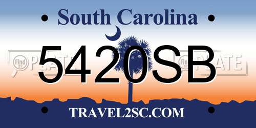 5420SB South Carolina License Plate