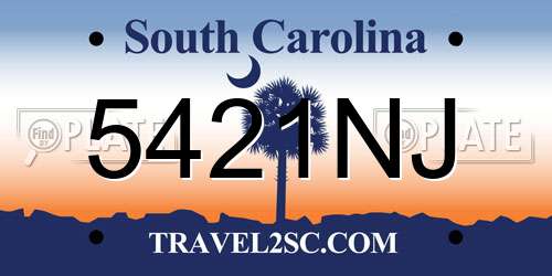 5421NJ South Carolina License Plate