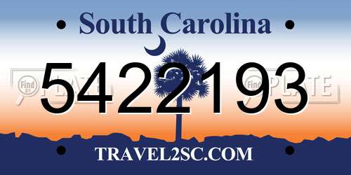 5422193 South Carolina License Plate