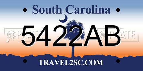 5422AB South Carolina License Plate