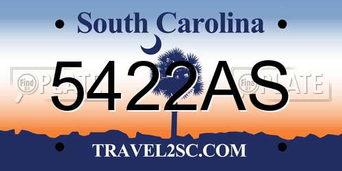 5422AS South Carolina License Plate