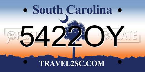 5422OY South Carolina License Plate