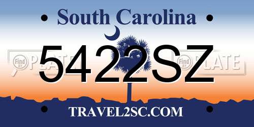 5422SZ South Carolina License Plate