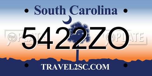 5422ZO South Carolina License Plate