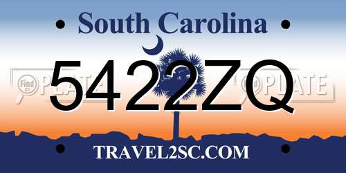 5422ZQ South Carolina License Plate