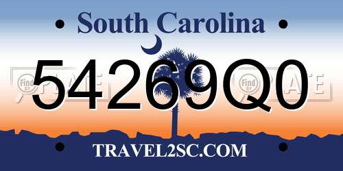 54269Q0 South Carolina License Plate