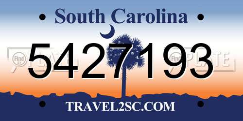 5427193 South Carolina License Plate
