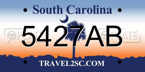 5427AB South Carolina License Plate