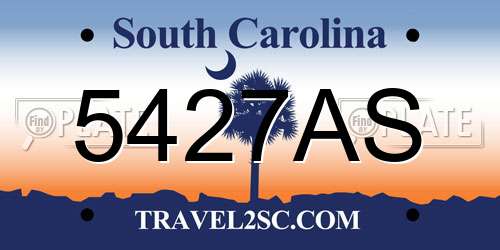 5427AS South Carolina License Plate
