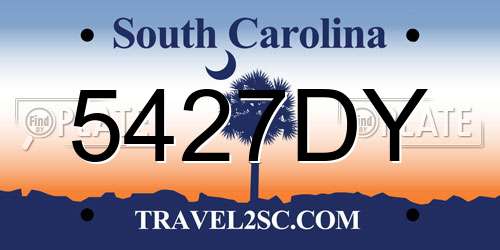 5427DY South Carolina License Plate