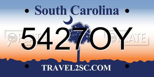 5427OY South Carolina License Plate