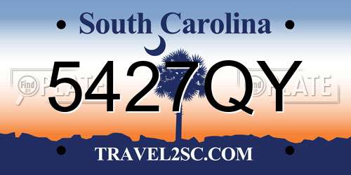 5427QY South Carolina License Plate
