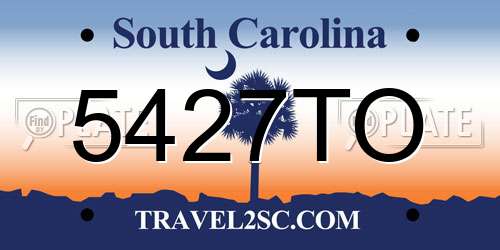 5427TO South Carolina License Plate