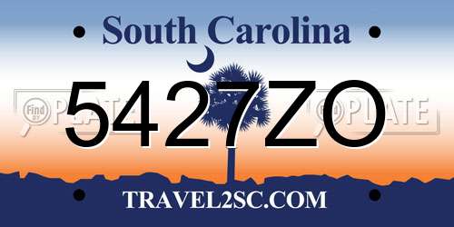 5427ZO South Carolina License Plate